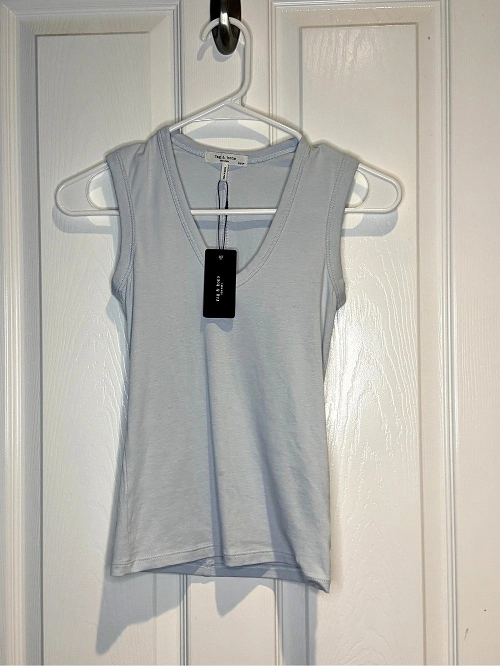 rag & bone Lucy V-Neck Tank Top Womens XS Blue Cotton Modal NWT